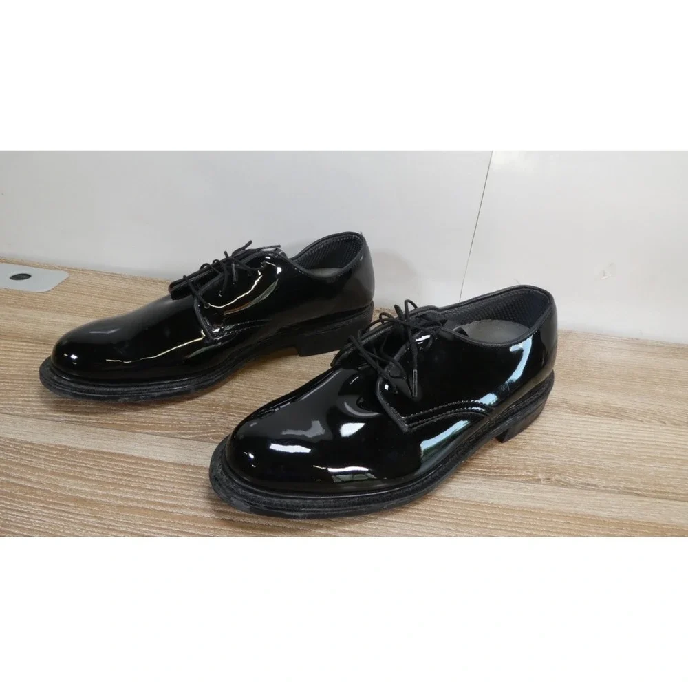 Men Vibram Oil Resisting Avonite Black Shoes Glossy Size 11.5